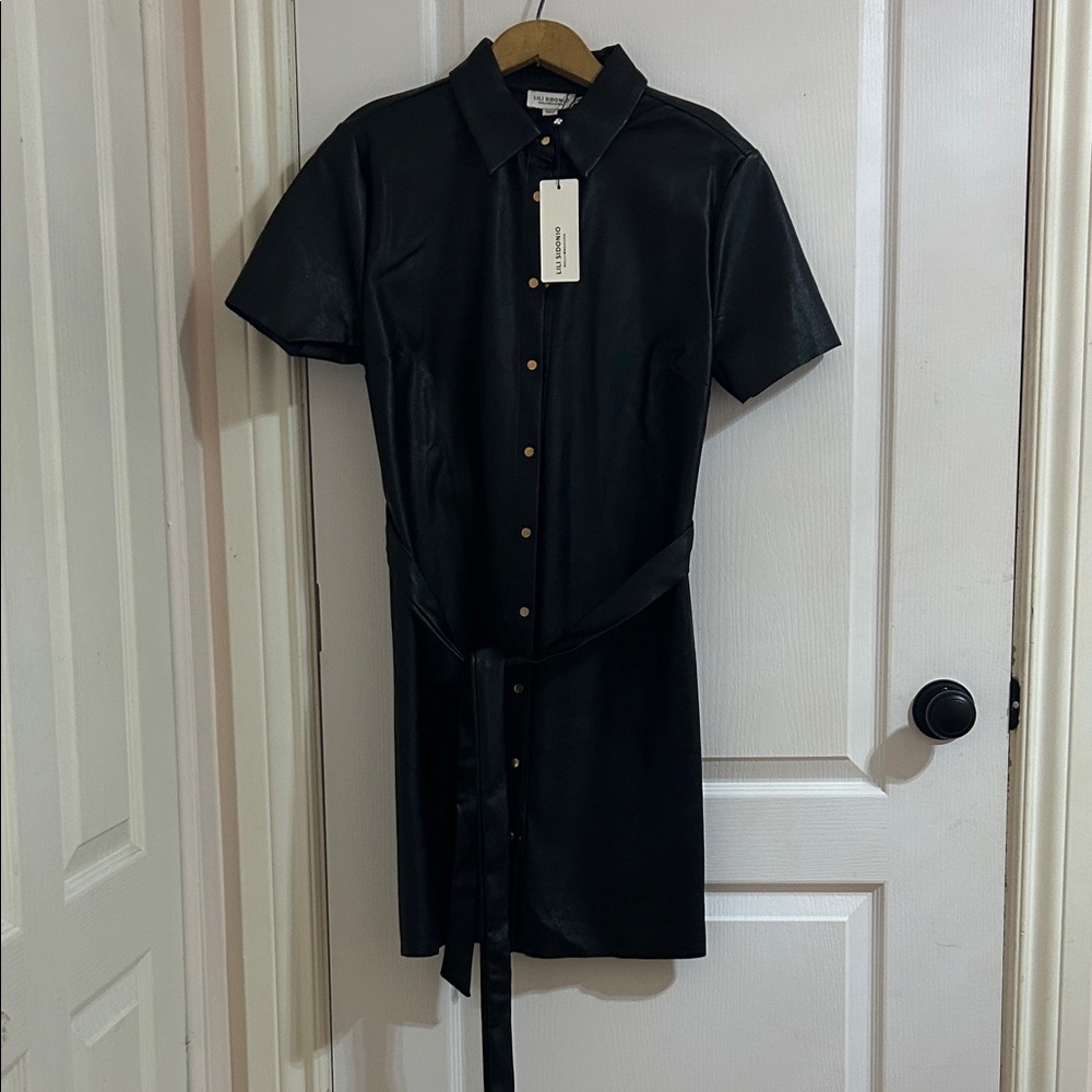 Molly Bracken X Lili Sidonio Black Mini Faux leather Dress